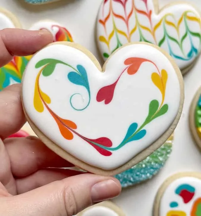 Rainbow Sugar Cookie decorated with royal icing