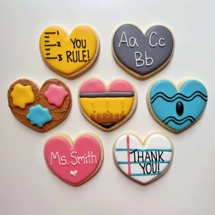 back to school Cookies decorated with royal icing