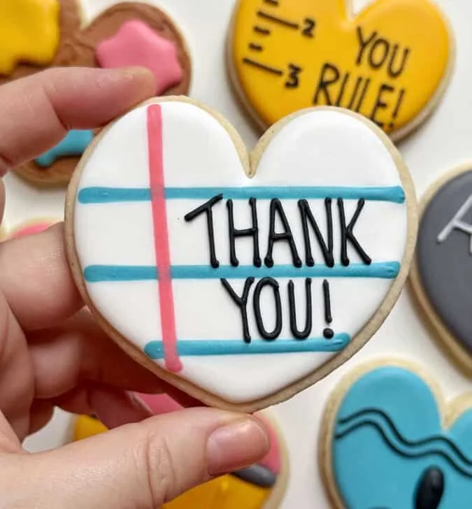 thank you Cookies decorated with royal icing