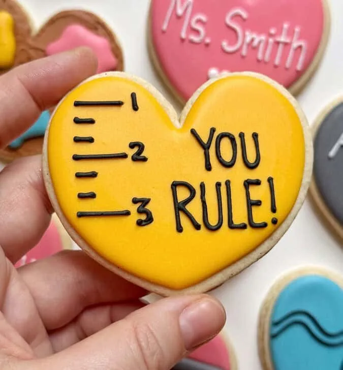 ruler Cookies decorated with royal icing