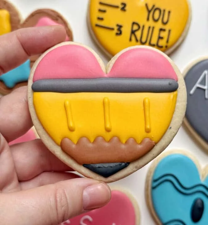 pencil Cookies decorated with royal icing