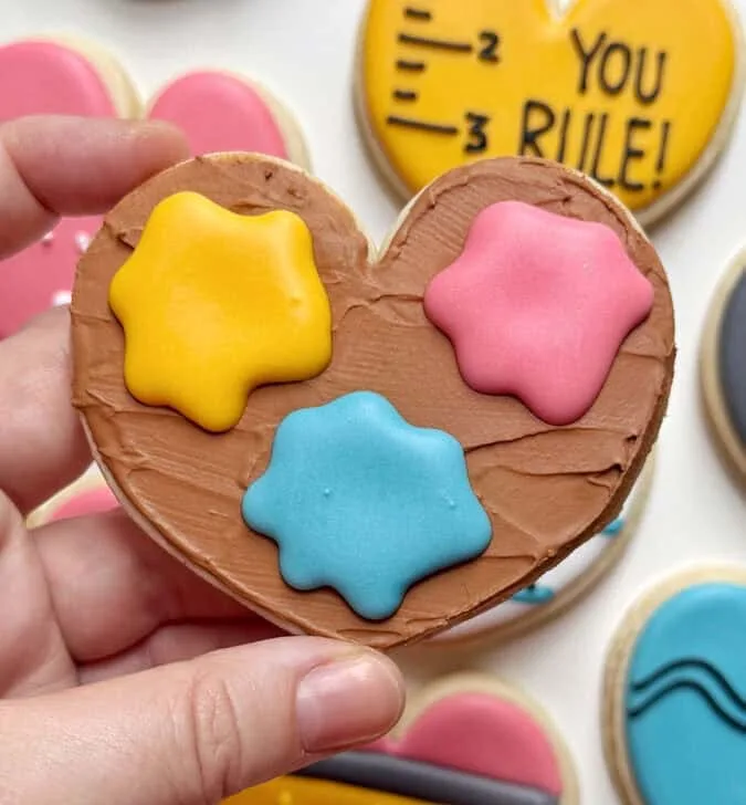 paint palette Cookies decorated with royal icing