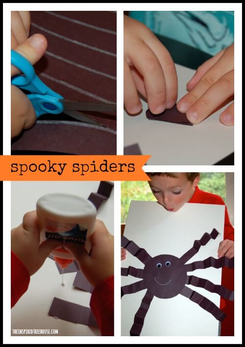 halloween crafts 3d spooky spiders title