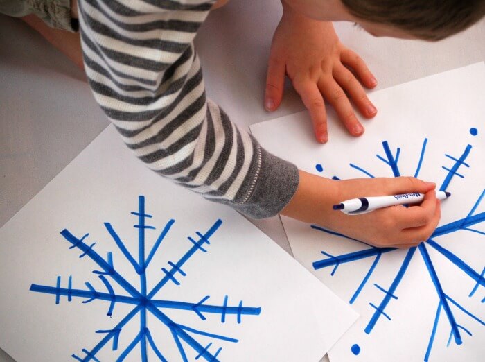 free printable snowflake drawing game for kids
