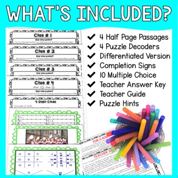 Thanksgiving ESCAPE ROOM - Holiday Traditions - Reading Comprehension - No Prep - Image 2