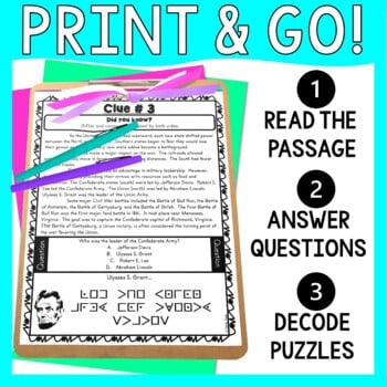Civil War Puzzle Station Activity - Abraham Lincoln | Gettysburg - Image 2