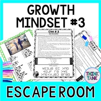 Growth Mindset #3 ESCAPE ROOM - Reading Comprehension - Back to School