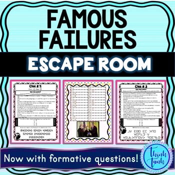 Famous Failures ESCAPE ROOM - Growth Mindset - Back to School Reading Passages