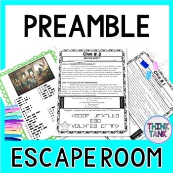 Preamble ESCAPE ROOM Activity - Goals of the U.S. Constitution