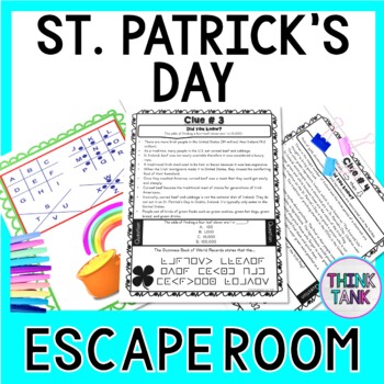 St. Patrick's Day ESCAPE ROOM - March Activity - Reading Comprehension