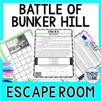 Battle of Bunker Hill ESCAPE ROOM:  Revolutionary War - Print & Go!