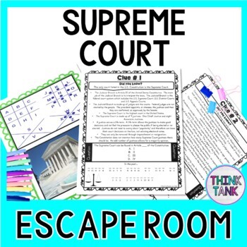 Supreme Court ESCAPE ROOM - Reading Comprehension - Branches of Government