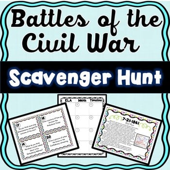 Civil War Battles Scavenger Hunt - Reading Comprehension Stations