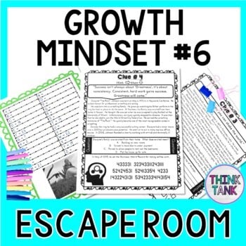 Growth Mindset ESCAPE ROOM #6 - Reading Comprehension - Back to School