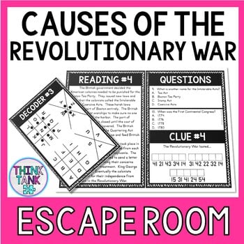 Causes of the Revolutionary War Escape Room Activity