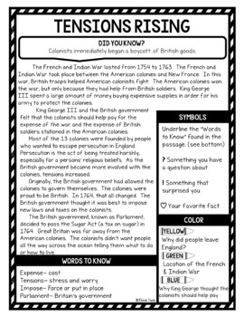 Revolutionary War Causes Reading Passages - Text Marking + Word Search - Image 2