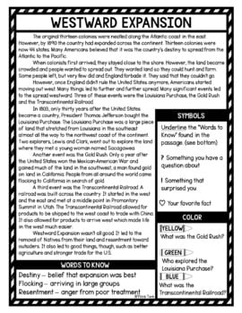 Westward Expansion Reading Passages, Questions and Text Marking + Word Search - Image 2
