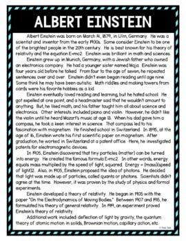 Albert Einstein DIGITAL Reading Passage and Questions - Self Grading - Image 2