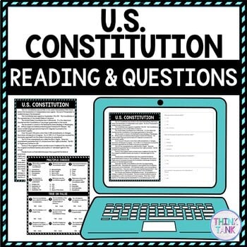 U.S. Constitution DIGITAL Reading Passage and Questions - Self Grading