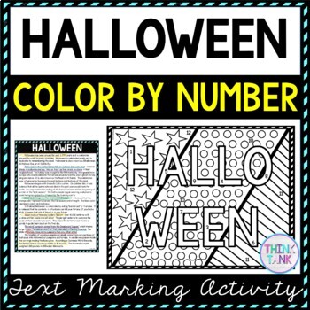 Halloween Color by Number, Reading Passage and Text Marking