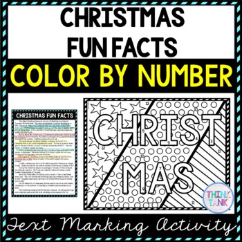 Christmas Fun Facts Color by Number, Reading Passage and Text Marking