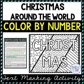 Christmas Around the World Color by Number, Reading Passage and Text Marking