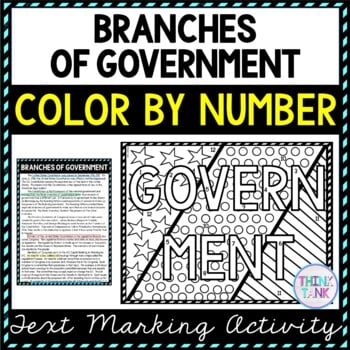 Branches of Government Color by Number, Reading Passage and Text Marking