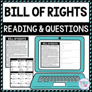 Bill of Rights DIGITAL Reading Passage and Questions - Self Grading