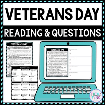 Veterans Day DIGITAL Reading Passage and Questions - Self Grading