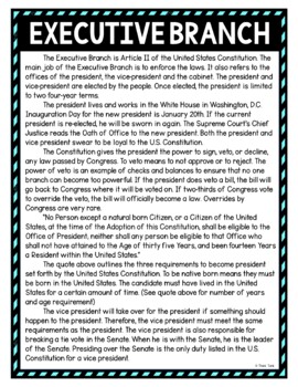 Executive Branch DIGITAL Reading Passage and Questions - Self Grading - Image 2