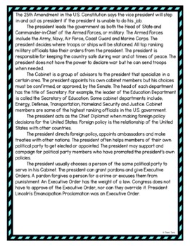 Executive Branch DIGITAL Reading Passage and Questions - Self Grading - Image 3