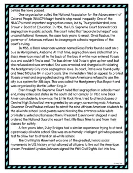 Civil Rights DIGITAL Reading Passage and Questions - Self Grading - Image 4
