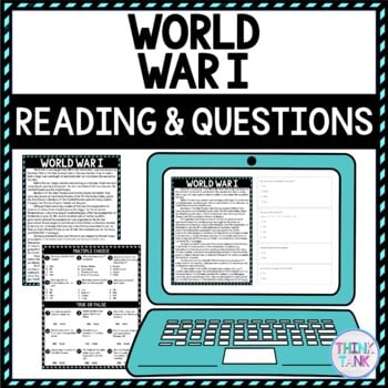 World War I DIGITAL Reading Passage and Questions - Self Grading