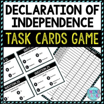 Declaration of Independence Task Cards Review Game