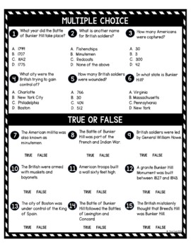 Battle of Bunker Hill DIGITAL Reading Passage and Questions - Self Grading - Image 3