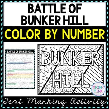 Battle of Bunker Hill Color by Number, Reading Passage and Text Marking