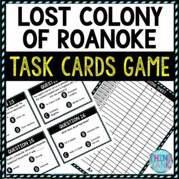 Lost Colony of Roanoke Task Cards Review Game Activity