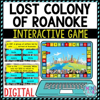 Lost Colony of Roanoke Review Game Board | Digital | Google Slides