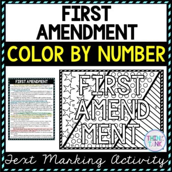 First Amendment Color by Number, Reading Passage and Text Marking