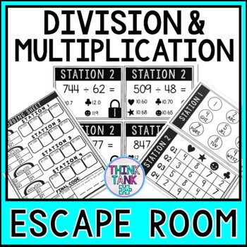 Division and Multiplication Escape Room | Up to 4 Digits | Math Activity