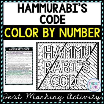 Hammurabi's Code Color by Number, Reading Passage and Text Marking
