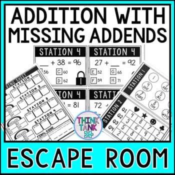 2 Digit Addition with Missing Addends | Escape Room | Adding Missing Numbers