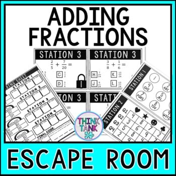 Adding Fractions Escape Room | Unlike Denominators | Fraction Addition