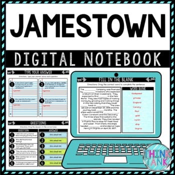 Jamestown DIGITAL Interactive Notebook | Choice Board | Pocahontas