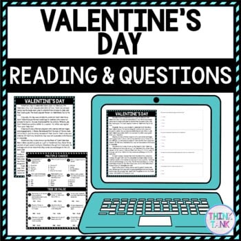 Valentine's Day DIGITAL Reading Passage & Questions - Self Grading