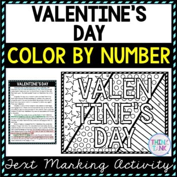 Valentine's Day Color by Number, Reading Passage and Text Marking