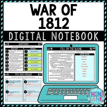 War of 1812 DIGITAL Interactive Notebook | Choice Board