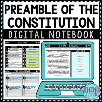 Preamble DIGITAL Interactive Notebook | Choice Board | U.S. Constitution