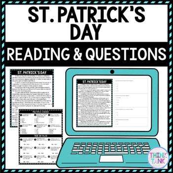 St. Patrick's Day DIGITAL Reading Passage & Questions - Self Grading