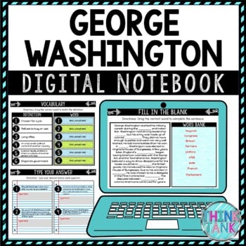 George Washington DIGITAL Interactive Notebook | Choice Board | Presidents